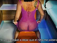 Stepmother touches herself as her stepson hides and watches her