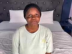 Beautiful ebony Elizabeth feels excited during casting