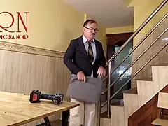 Hey, why’s this cheating housewife banging the plumber in the kitchen?