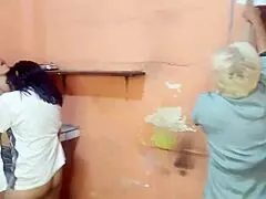 lesbian sex in front of the painter