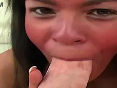 Rosario Receives Facial Cumshot After Sucking Cock