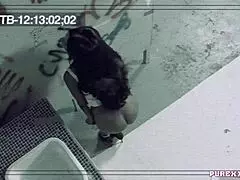 hot brunette milf taking cock in the toilet for a hardcore cumshot