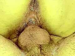 Fucking and cumming inside my friends wife with shaved pussy and monster cock