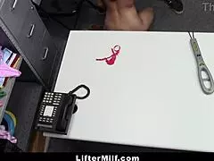 Strict mall officer performs thorough strip search on shoplifting milf in garage pov