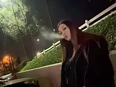 Italian MILF Artemisia Love Smokes Seductively Outdoor