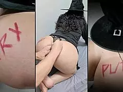 Feliz HALLOWEEN con milf latina en disfraz casero lindo