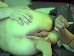 Lewd brunette woman dominates with pegging, ass licking, and spanking before cumshot