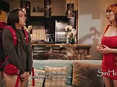 Busty caretaker catches horny guy masturbating