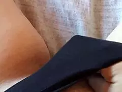 i see gretala in her black slip looking so sensual and hairy as a milf