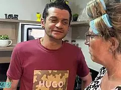 Friends fuck my grandmother's spread pussy.