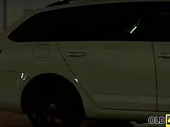 Old stud facializes blonde after stretching her tight Czech slit