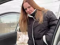 Russian Prostitute Deepthroats In Car POV