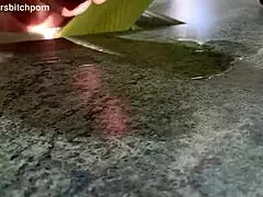 Kiwi milf sub cleans up wine spilled by her master in a fetish scene