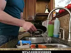 Stepmom rewarding helpful stepson with a hard fuck.