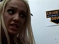 Does the blonde secretary with monster tits get a rough fuck on the desk from her boss?