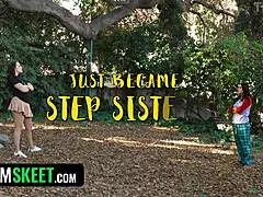 Teasing step sisters in deepthroat action from exclusive family network.