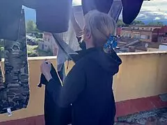 Accidental homemade encounter with the neighbor in the laundry room