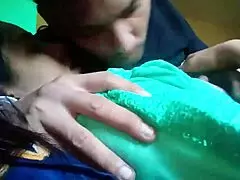 Just kissing and pressing my girlfriend's boobs at home with foreplay