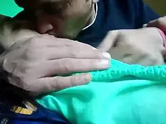 Just kissing and pressing my girlfriend's boobs at home with foreplay