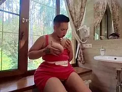 Stepmom's big ass birthday ends with deep anal and cum on face from stepson!