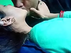 Just kissing and pressing my girlfriend's boobs at home with foreplay