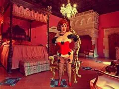 Granny Carmen Claus enjoys double dildo playtime leading to intense orgasms