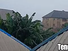 Rainy morning hard fuck with big black cock ends in deep creampie