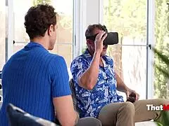 Guy fucks stepmom while dad plays game