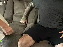 Mommy and stepson lounge on sofa together