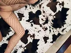 Milf wife seduces husband for anal in stockings