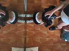 Milf in sexy clothes stockings and high heels gets mouth and doggy fucked with orgasms