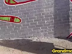 Granny hunts cock in odd outdoor spots