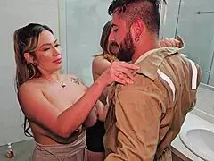 Plumber Shares Cock with Lesbian Couple on Anniversary