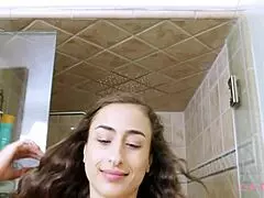 attractive teen brunette took a shower 😊