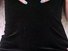 Blonde model poses for casting photoshoot.