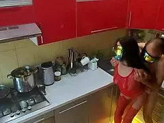 Hidden Cam Catches Rough Kitchen Fucking