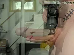 Big Cock Battles Massage Gun In Wild Fetish Show