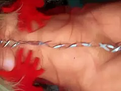 sexy lady shows curves and wet pussy on christmas