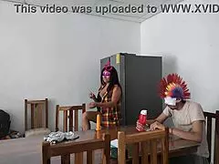 Housemaid touches body sensually flirts with dildo while feeding blind man in homemade milf amateurs toys