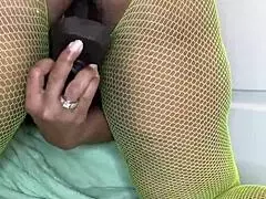 59 year old mature taking thick chocolate dildo, wow!