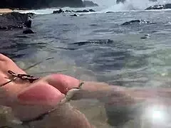 a stranger feeds my sperm to fish in public pov handjob scene