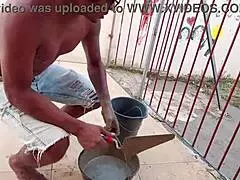 the milf pays the handyman with her ass, getting an anal creampie and squirting.