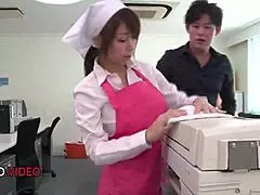 Asian office lady chihiro akino enjoys blowjob at work