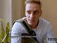 Tutor4k: Instead of Physics, Guy Stretches Hot Blonde Tutor 😜