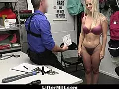 Loss prevention officer catches milf employee stealing