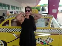 Girlfriend loses bet and masturbates in restaurant then strips naked outside