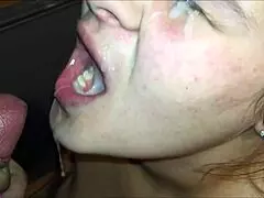 Huge tits MILF sucks monster cock for massive facial!