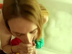 Beautiful MILF Sucks Cock in Bathroom