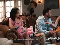 Step family bangs in taboo 4some, riding daddy and father in law