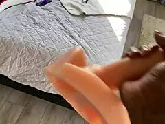 pawg slut gags on big dick while bent over